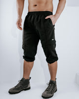 Three Tiered Convertible Cargo Parachute Pants - Black