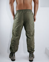 Three Tiered Convertible Cargo Parachute Pants - Army Green