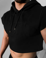 Men’s Cropped Embossed Hoodie - Black