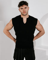 Men’s Oversized Sleeveless Knitted Vest - Black