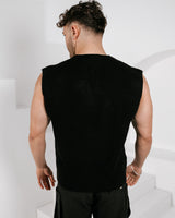 Men’s Oversized Sleeveless Knitted Vest - Black