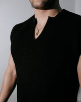 Men’s Oversized Sleeveless Knitted Vest - Black