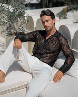 Zion Long Sleeve Ultra-fine Lace Shirt - Black