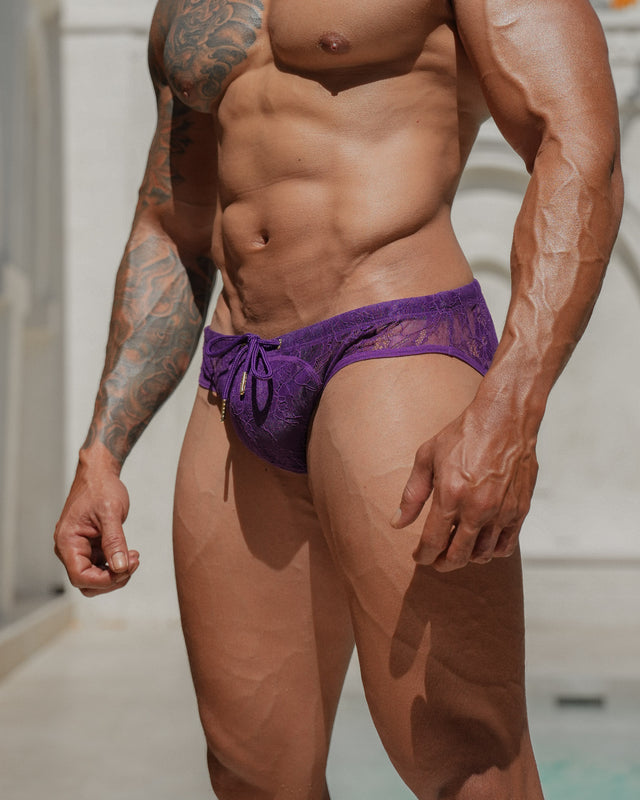Ultra-fine Lace Enhancing Swim Brief - Amethyst