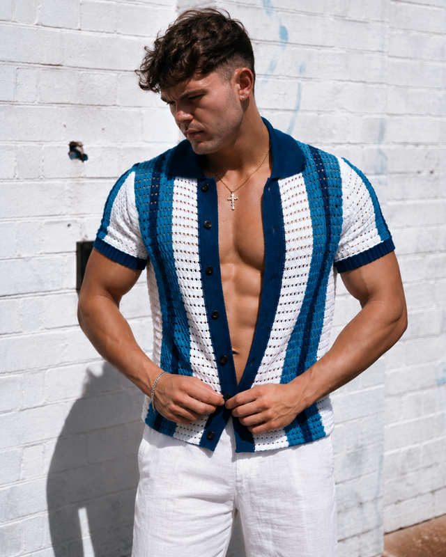 Blue Ombré Crochet Cardigan