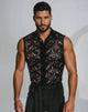 Men’s Sleeveless Lace Shirt - Black