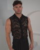 Men’s Sleeveless Lace Shirt - Black